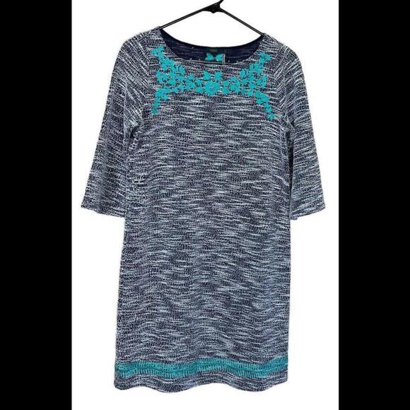 Anthropologie THML Embroidered Dress Women’s Small White Turquoise Black Boho - Picture 1 of 5